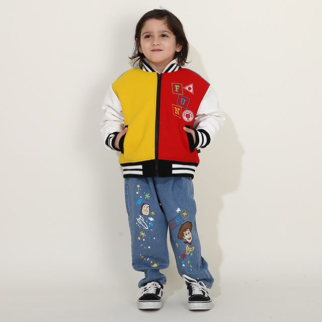 【ベビードール】バズ・ライトイヤー ウッディ ジェシー レックス リトル・グリーン・メン 親子お揃い トイ・ストーリー 配色スタジャン 9807K