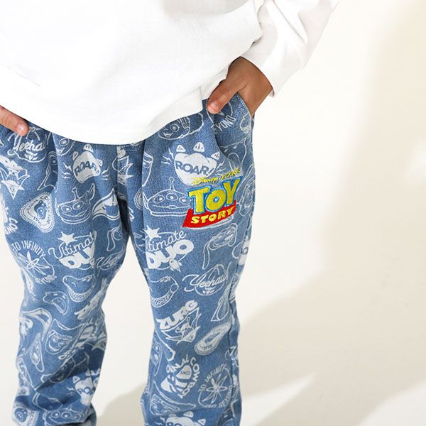 【ベビードール】ウッディ バズ・ライトイヤー ジェシー エイリアン レックス トイ・ストーリー 総柄 ニットデニム ロングパンツ 9808K キッズ 男の子 女の子