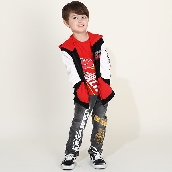 【ベビードール】カーズ なりきる フード ジップパーカー 9814K / ベビーサイズ キッズ トップス アウター 羽織り 長袖 春秋冬 ライトニング・マックィーン