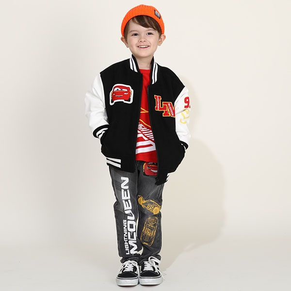 【ベビードール】カーズ スタジャン 9815K / ベビーサイズ キッズ トップス アウター 羽織 ジャンパー ジャケット ブルゾン 90cmのみファスナーガード付き ライトニング・マックィーン