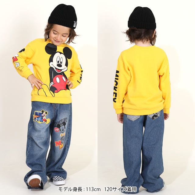 【ベビードール】ミッキー 親子お揃い BIGフェイス トレーナー 9843K / ベビーサイズ キッズ リンクコーデ ペアルック 親子コーデ トップス 長袖 トレーナー