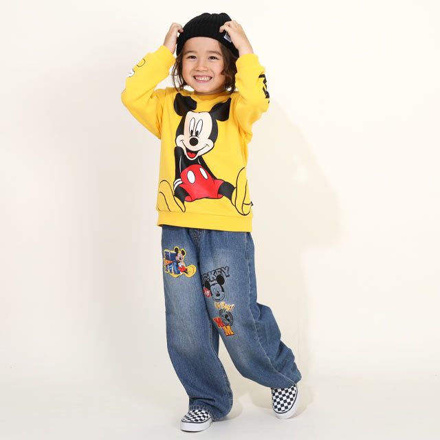 【ベビードール】ミッキー 親子お揃い BIGフェイス トレーナー 9843K / ベビーサイズ キッズ リンクコーデ ペアルック 親子コーデ トップス 長袖 トレーナー