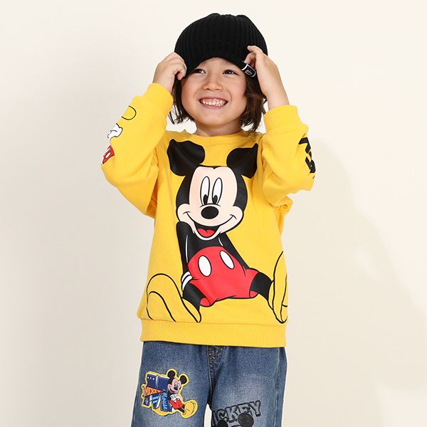 【ベビードール】ミッキー 親子お揃い BIGフェイス トレーナー 9843K / ベビーサイズ キッズ リンクコーデ ペアルック 親子コーデ トップス 長袖 トレーナー