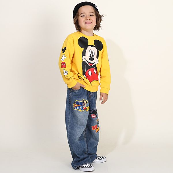 【ベビードール】ミッキー 親子お揃い BIGフェイス トレーナー 9843K / ベビーサイズ キッズ リンクコーデ ペアルック 親子コーデ トップス 長袖 トレーナー