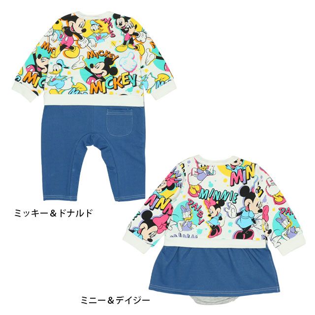 【ベビードール】ミッキー ドナルド 総柄ロンパース 9844B 新生児 男の子 女の子