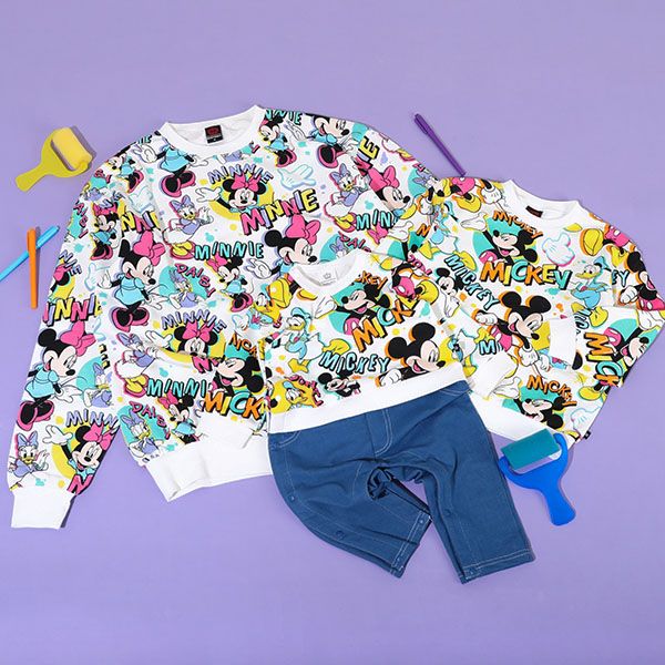 【ベビードール】ミッキー ドナルド 親子お揃い 総柄トレーナー 9845K 子供服 男の子 女の子
