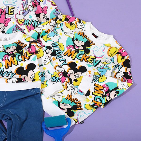 【ベビードール】ミッキー ドナルド 親子お揃い 総柄トレーナー 9845K 子供服 男の子 女の子