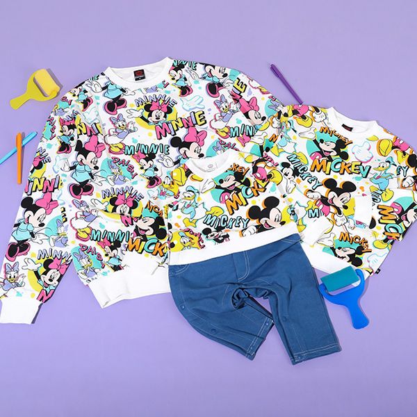 【ベビードール】ミッキー ドナルド 親子お揃い 総柄トレーナー 9845K 子供服 男の子 女の子
