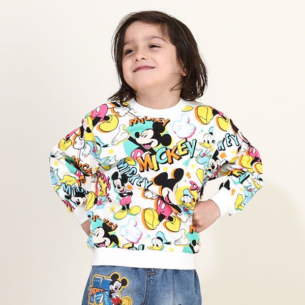 【ベビードール】ミッキー ドナルド 親子お揃い 総柄トレーナー 9845K 子供服 男の子 女の子