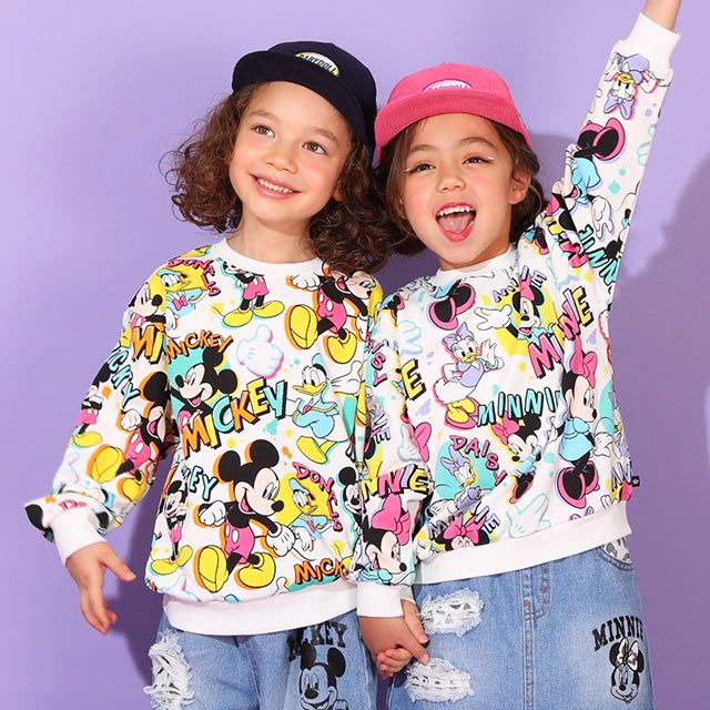 【ベビードール】ミッキー ドナルド 親子お揃い 総柄トレーナー 9845K 子供服 男の子 女の子