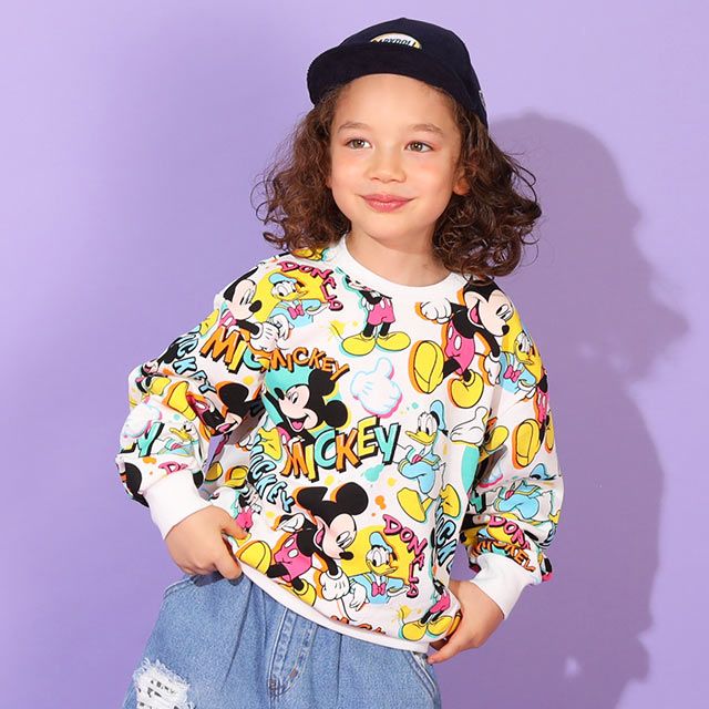 【ベビードール】ミッキー ドナルド 親子お揃い 総柄トレーナー 9845K 子供服 男の子 女の子