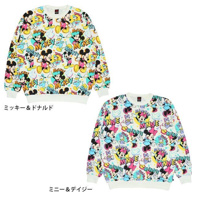 【ベビードール】ミッキー ドナルド 親子お揃い 総柄トレーナー 9845A レディース メンズ