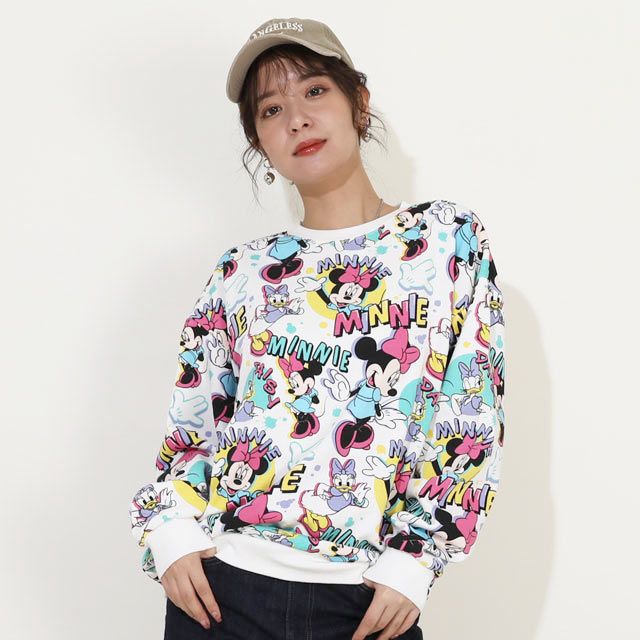 【ベビードール】ミニー デイジー 親子お揃い 総柄トレーナー 9845A レディース メンズ