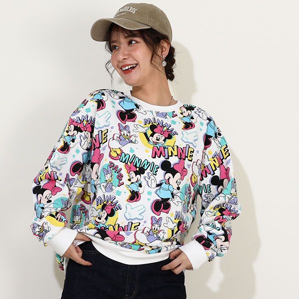 【ベビードール】ミニー デイジー 親子お揃い 総柄トレーナー 9845A レディース メンズ