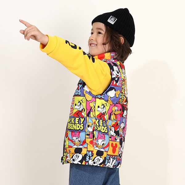 【ベビードール】ミッキーフレンズ リバーシブル中綿ベスト 9846K / ベビーサイズ キッズ トップス アウター ベスト 袖なし ノースリーブ ボア素材 フリース 秋冬 あったか 防寒 ミッキー ミニー ドナルド デイジー プルート グーフィー