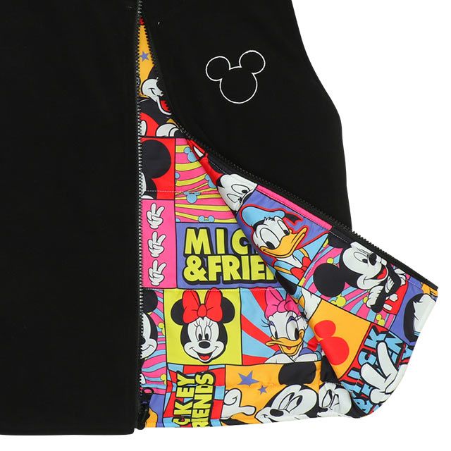 【ベビードール】ミッキーフレンズ リバーシブル中綿ベスト 9846K / ベビーサイズ キッズ トップス アウター ベスト 袖なし ノースリーブ ボア素材 フリース 秋冬 あったか 防寒 ミッキー ミニー ドナルド デイジー プルート グーフィー