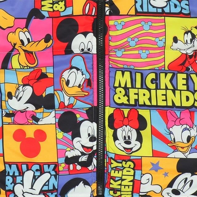 【ベビードール】ミッキーフレンズ リバーシブル中綿ベスト 9846K / ベビーサイズ キッズ トップス アウター ベスト 袖なし ノースリーブ ボア素材 フリース 秋冬 あったか 防寒 ミッキー ミニー ドナルド デイジー プルート グーフィー