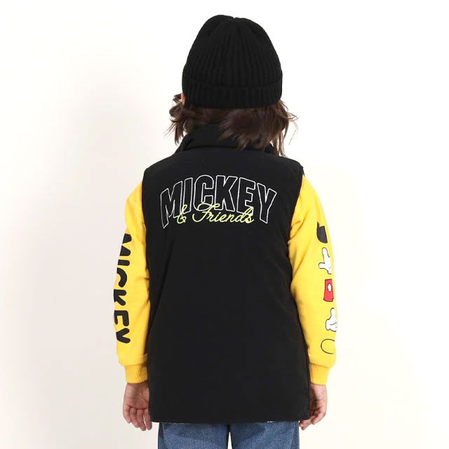 【ベビードール】ミッキーフレンズ リバーシブル中綿ベスト 9846K / ベビーサイズ キッズ トップス アウター ベスト 袖なし ノースリーブ ボア素材 フリース 秋冬 あったか 防寒 ミッキー ミニー ドナルド デイジー プルート グーフィー