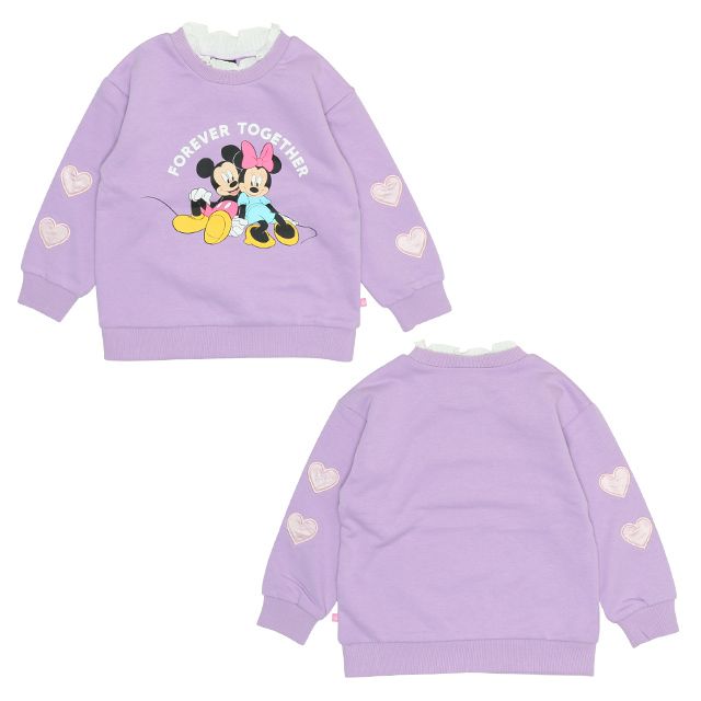 【ベビードール】フリル襟付きトレーナー 9848K / ベビーサイズ キッズ トップス 長袖 スウェット素材 春秋冬 ガーリー ミッキー ミニー