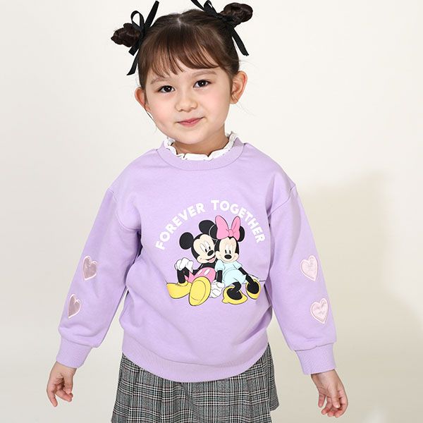 【ベビードール】フリル襟付きトレーナー 9848K / ベビーサイズ キッズ トップス 長袖 スウェット素材 春秋冬 ガーリー ミッキー ミニー