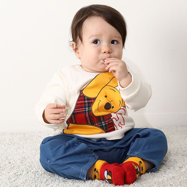 【ベビードール】プー 柄パッチワーク ドッキングロンパース 9863B ベビー