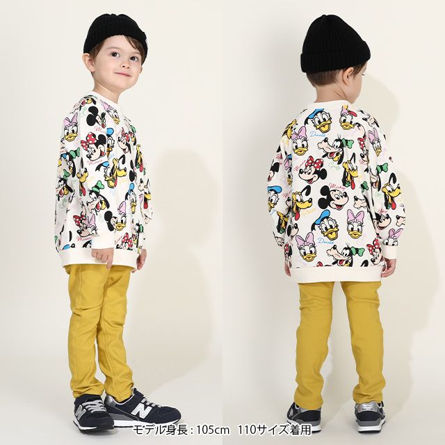 【ベビードール】ミッキー＆フレンズ 親子お揃い レトロキャラクター総柄トレーナー 9893K / ミッキー ミニー ドナルド デイジー プルート ベビーサイズ キッズ リンクコーデ ペアルック 親子コーデ トップス 長袖 トレーナー