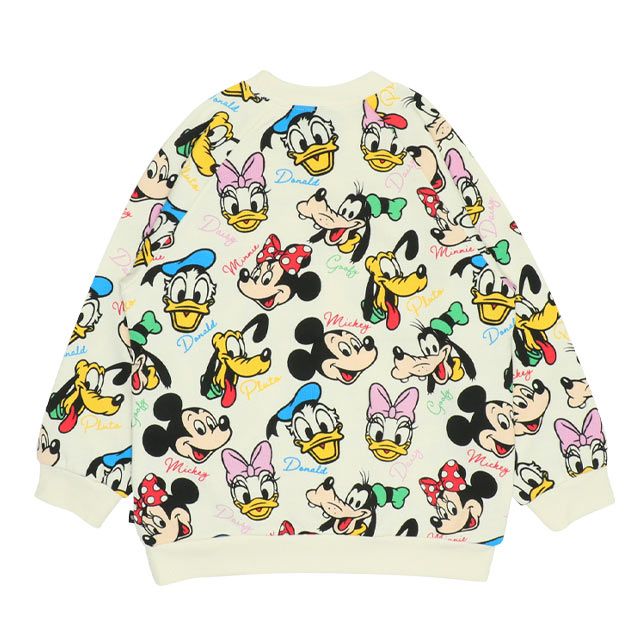 【ベビードール】ミッキー＆フレンズ 親子お揃い レトロキャラクター総柄トレーナー 9893K / ミッキー ミニー ドナルド デイジー プルート ベビーサイズ キッズ リンクコーデ ペアルック 親子コーデ トップス 長袖 トレーナー