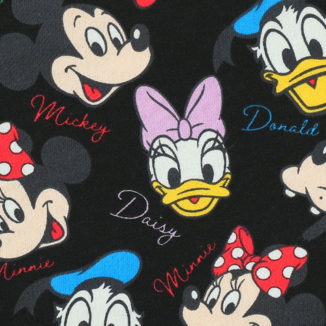 【ベビードール】ミッキー＆フレンズ 親子お揃い レトロキャラクター総柄トレーナー 9893K / ミッキー ミニー ドナルド デイジー プルート ベビーサイズ キッズ リンクコーデ ペアルック 親子コーデ トップス 長袖 トレーナー