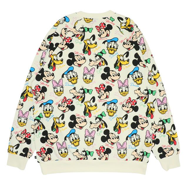 【ベビードール】ミッキー＆フレンズ 親子お揃い レトロキャラクター総柄トレーナー 9893A / ミッキー ミニー ドナルド デイジー プルート ベビーサイズ キッズ リンクコーデ ペアルック 親子コーデ トップス 長袖 トレーナー