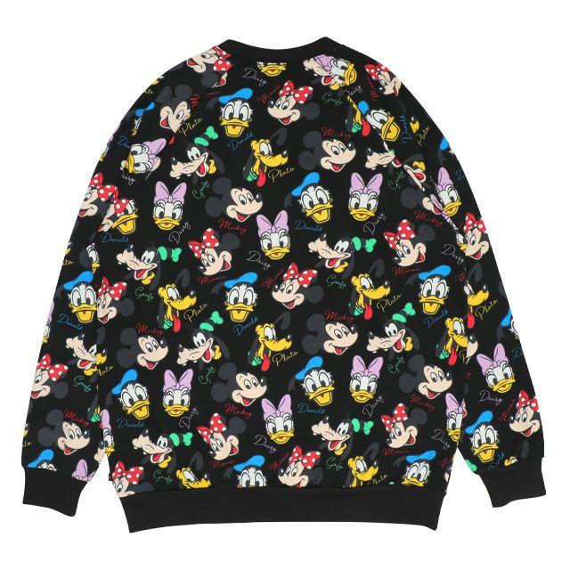 【ベビードール】ミッキー＆フレンズ 親子お揃い レトロキャラクター総柄トレーナー 9893A / ミッキー ミニー ドナルド デイジー プルート ベビーサイズ キッズ リンクコーデ ペアルック 親子コーデ トップス 長袖 トレーナー