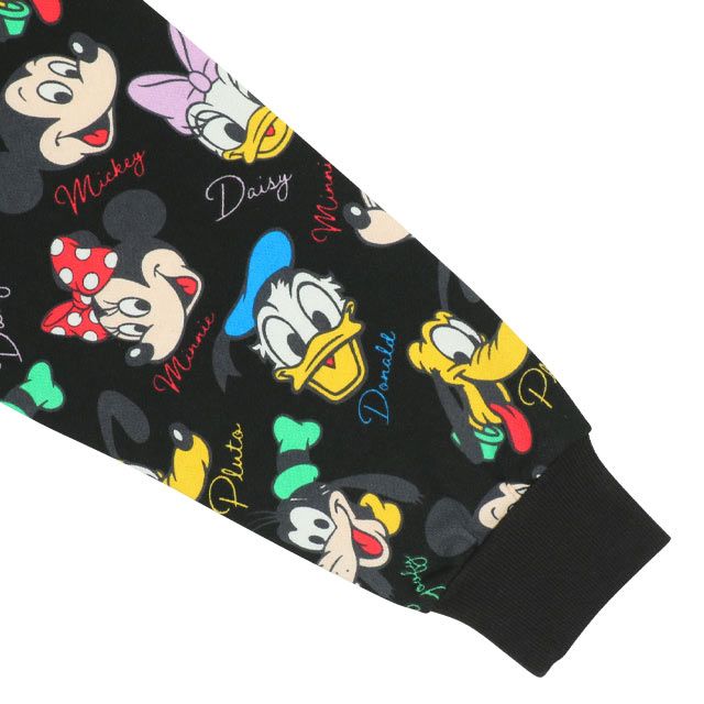 【ベビードール】ミッキー＆フレンズ 親子お揃い レトロキャラクター総柄トレーナー 9893A / ミッキー ミニー ドナルド デイジー プルート ベビーサイズ キッズ リンクコーデ ペアルック 親子コーデ トップス 長袖 トレーナー