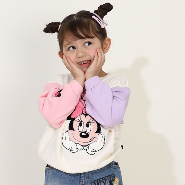 【ベビードール】ミニー サガラトレーナー 9895K / ベビーサイズ キッズ トップス 長袖 サガラ スウェット素材 袖口ワンポイント刺繍 春秋冬