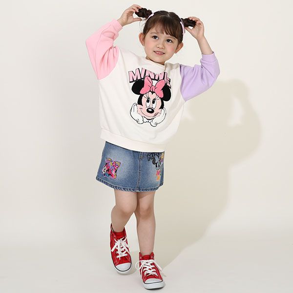 【ベビードール】ミニー サガラトレーナー 9895K / ベビーサイズ キッズ トップス 長袖 サガラ スウェット素材 袖口ワンポイント刺繍 春秋冬