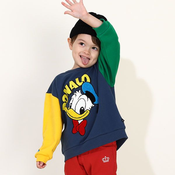 【ベビードール】ドナルド サガラトレーナー 9895K / ベビーサイズ キッズ トップス 長袖 サガラ スウェット素材 袖口ワンポイント刺繍 春秋冬