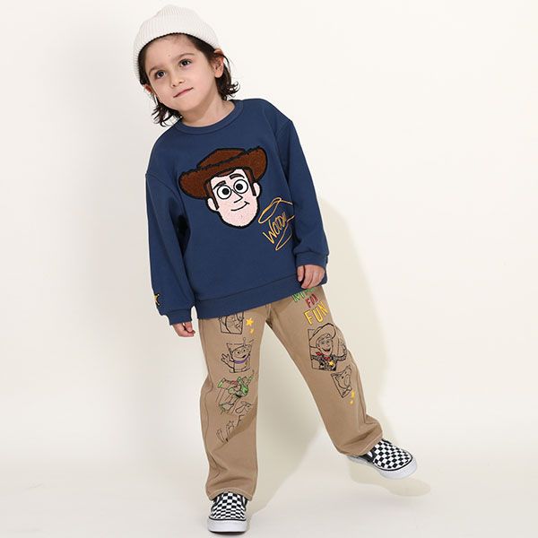 【ベビードール】ウッディ サガラトレーナー 9895K / ベビーサイズ キッズ トップス 長袖 サガラ スウェット素材 袖口ワンポイント刺繍 春秋冬