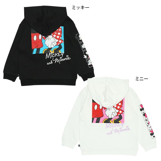 【ベビードール】ミッキー 親子お揃い バックプリント パーカー 9896K / ベビーサイズ キッズ リンクコーデ ペアルック 親子コーデ 長袖 トップス パーカー プルオーバー スウェット