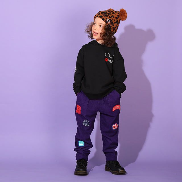 【ベビードール】ミッキー 親子お揃い バックプリント パーカー 9896K / ベビーサイズ キッズ リンクコーデ ペアルック 親子コーデ 長袖 トップス パーカー プルオーバー スウェット