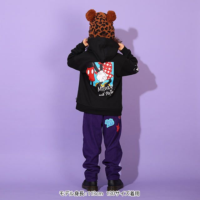 【ベビードール】ミッキー 親子お揃い バックプリント パーカー 9896K / ベビーサイズ キッズ リンクコーデ ペアルック 親子コーデ 長袖 トップス パーカー プルオーバー スウェット