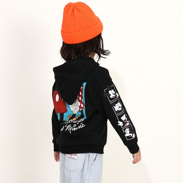 【ベビードール】ミッキー 親子お揃い バックプリント パーカー 9896K / ベビーサイズ キッズ リンクコーデ ペアルック 親子コーデ 長袖 トップス パーカー プルオーバー スウェット