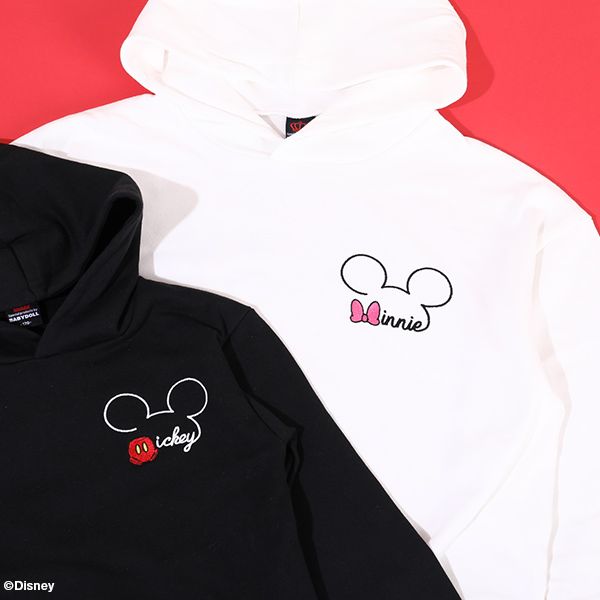 【ベビードール】ミニー 親子お揃い バックプリント パーカー 9896K / ベビーサイズ キッズ リンクコーデ ペアルック 親子コーデ 長袖 トップス パーカー プルオーバー スウェット