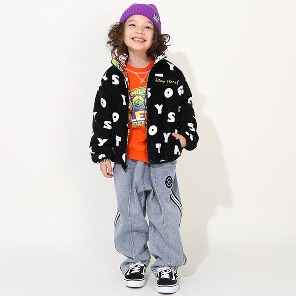 【ベビードール】トイ・ストーリー リバーシブルアウター 9898K / ウッディ バズ・ライトイヤー ジェシー レックス ハム スリンキー・ドッグ エイリアン リトルグリーンメン 中綿 フリース 2WAY ブルゾン フードなし ベビーサイズ キッズ