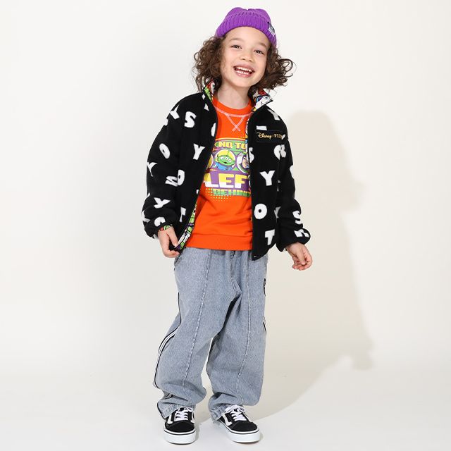 【ベビードール】トイ・ストーリー リバーシブルアウター 9898K / ウッディ バズ・ライトイヤー ジェシー レックス ハム スリンキー・ドッグ エイリアン リトルグリーンメン 中綿 フリース 2WAY ブルゾン フードなし ベビーサイズ キッズ