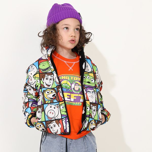 【ベビードール】トイ・ストーリー リバーシブルアウター 9898K / ウッディ バズ・ライトイヤー ジェシー レックス ハム スリンキー・ドッグ エイリアン リトルグリーンメン 中綿 フリース 2WAY ブルゾン フードなし ベビーサイズ キッズ