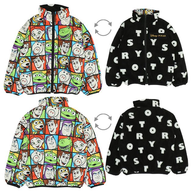 【ベビードール】トイ・ストーリー リバーシブルアウター 9898K / ウッディ バズ・ライトイヤー ジェシー レックス ハム スリンキー・ドッグ エイリアン リトルグリーンメン 中綿 フリース 2WAY ブルゾン フードなし ベビーサイズ キッズ