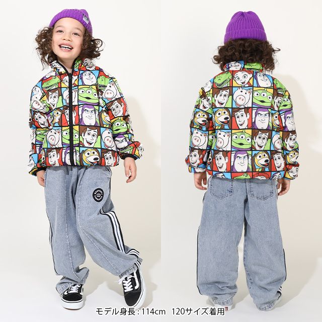 【ベビードール】トイ・ストーリー リバーシブルアウター 9898K / ウッディ バズ・ライトイヤー ジェシー レックス ハム スリンキー・ドッグ エイリアン リトルグリーンメン 中綿 フリース 2WAY ブルゾン フードなし ベビーサイズ キッズ