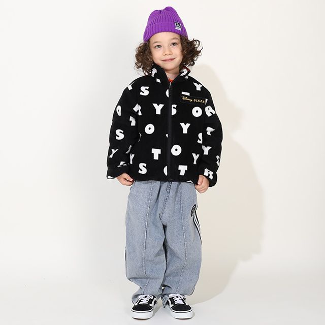 【ベビードール】トイ・ストーリー リバーシブルアウター 9898K / ウッディ バズ・ライトイヤー ジェシー レックス ハム スリンキー・ドッグ エイリアン リトルグリーンメン 中綿 フリース 2WAY ブルゾン フードなし ベビーサイズ キッズ