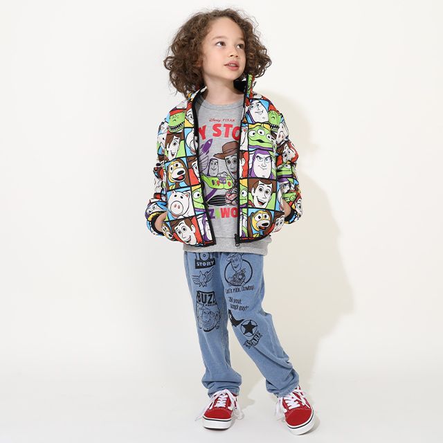 【ベビードール】トイ・ストーリー リバーシブルアウター 9898K / ウッディ バズ・ライトイヤー ジェシー レックス ハム スリンキー・ドッグ エイリアン リトルグリーンメン 中綿 フリース 2WAY ブルゾン フードなし ベビーサイズ キッズ