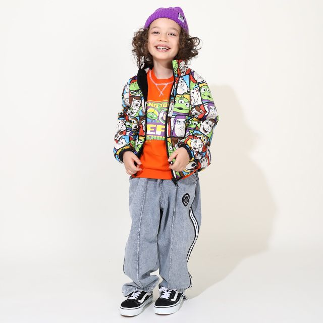 【ベビードール】トイ・ストーリー リバーシブルアウター 9898K / ウッディ バズ・ライトイヤー ジェシー レックス ハム スリンキー・ドッグ エイリアン リトルグリーンメン 中綿 フリース 2WAY ブルゾン フードなし ベビーサイズ キッズ