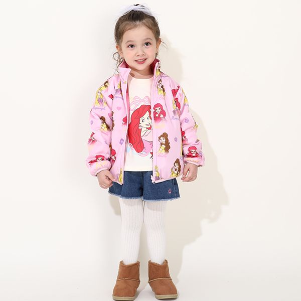【ベビードール】プリンセス / リバーシブルアウター 9899K / ラプンツェル アリエル ベル 中綿 フリース 2WAY ブルゾン フードなし ベビーサイズ キッズ 女の子