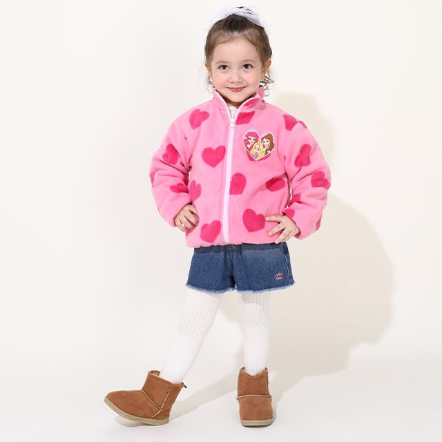 【ベビードール】プリンセス / リバーシブルアウター 9899K / ラプンツェル アリエル ベル 中綿 フリース 2WAY ブルゾン フードなし ベビーサイズ キッズ 女の子